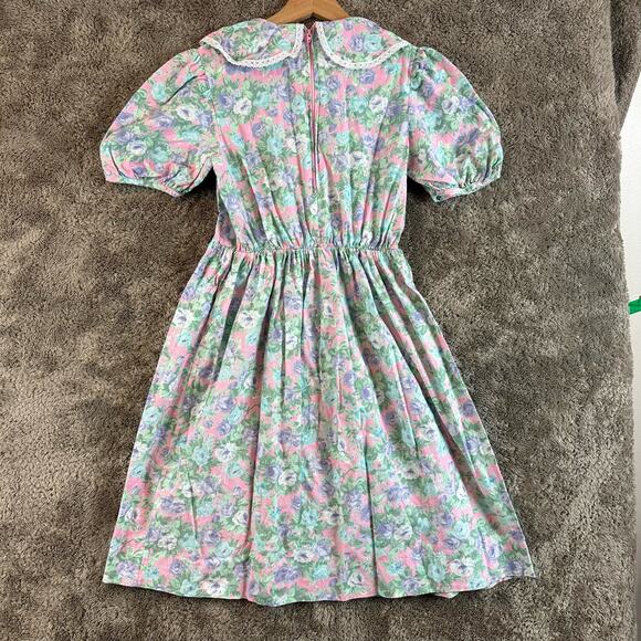 Vintage Rare Editions English Floral Dress 14 Girls Bib Collar Cottage Core Trad - Picture 2 of 8